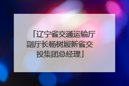 辽宁省交通运输厅副厅长杨树履新省交投集团总经理
